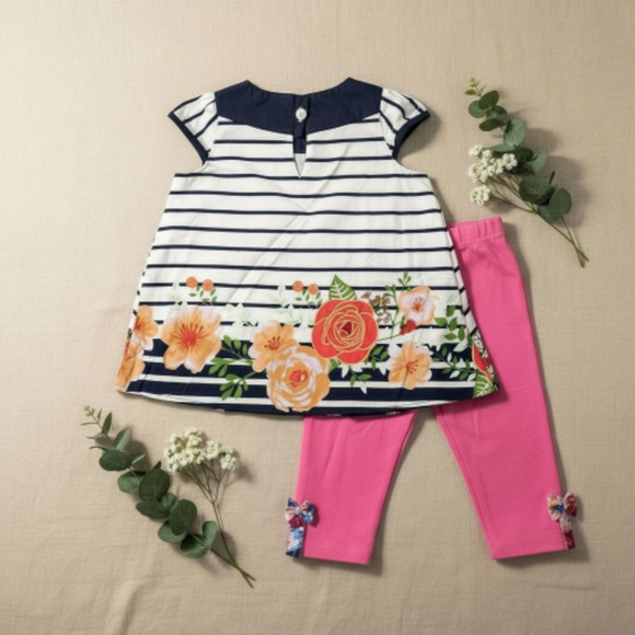 New Laura Ashley Baby Girl Outfit Set Top Leggings matching headband 18 months - Picture 3 of 3